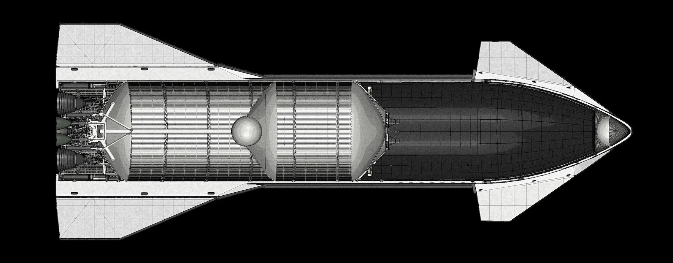 Wireframe diagram of Starship